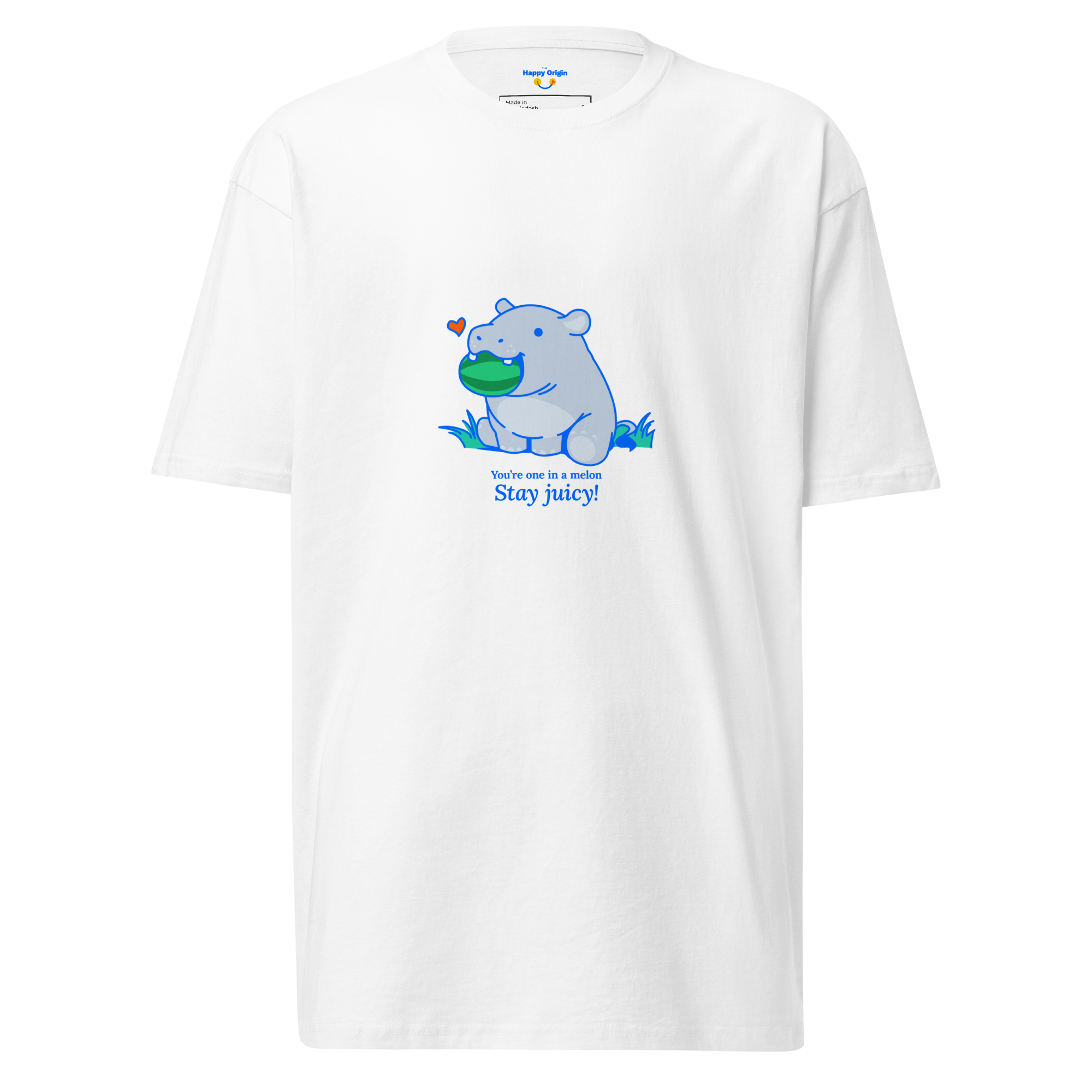 Cute Hippo White Graphics Tee