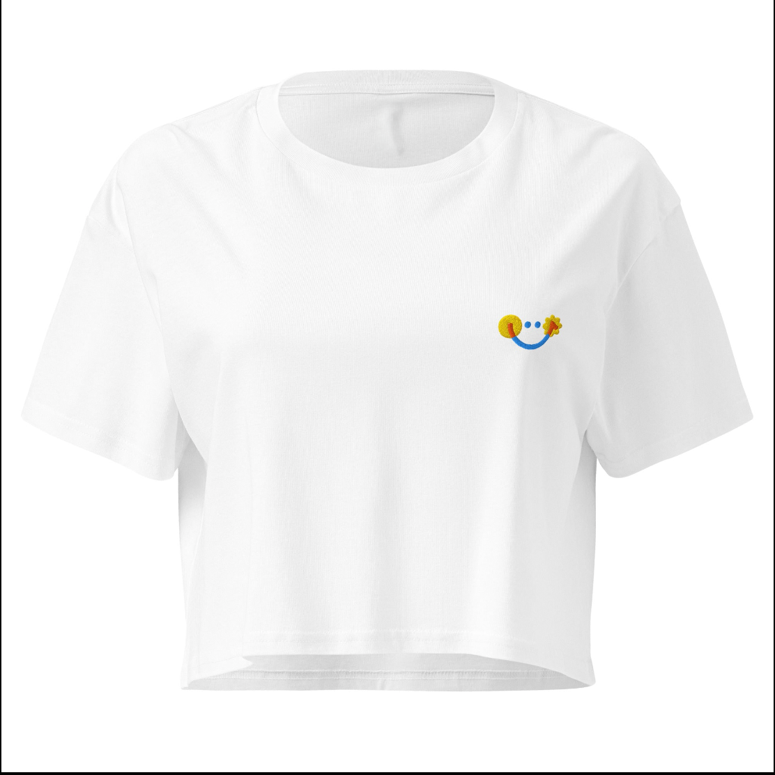 Happy Origin Smiley Crop Top white